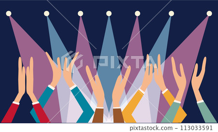 Multiple clapping hands and spotlight 113033591