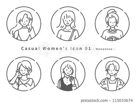 Casual Woman Icon Set 01 - Monotone Casual Woman Icon Set 01 - Monotone 113033674