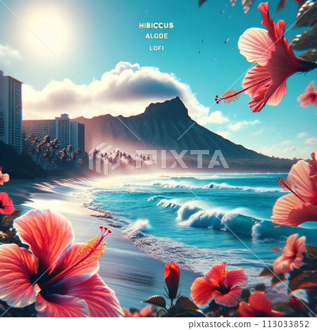 Hibiscus with Diamond Head in the background on Oahu 113033852