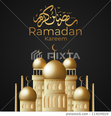 Vector Eid al-Fitr, Ramadhan decoration, Islamic background decorative greeting card 113034029
