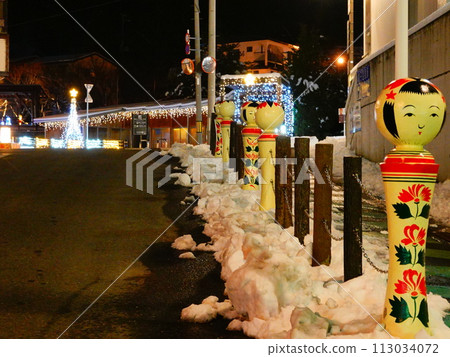 Scenery of Naruko Onsen at night Scenery of Naruko Onsen at night 113034072