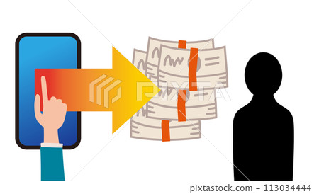 Hand operating a smartphone, arrow, gold, and black person Hand operating a smartphone, arrow, gold, and black person 113034444