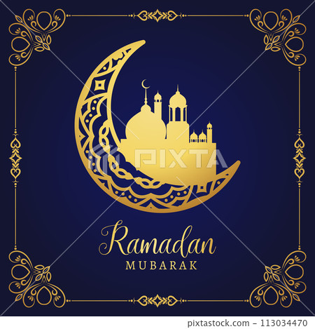 Vector Eid al-Fitr, Ramadhan decoration, Islamic background decorative greeting card 113034470
