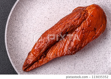 Delicious smoked meat chicken breast with salt, spices and herbs Delicious smoked meat chicken breast with salt, spices and herbs 113035352