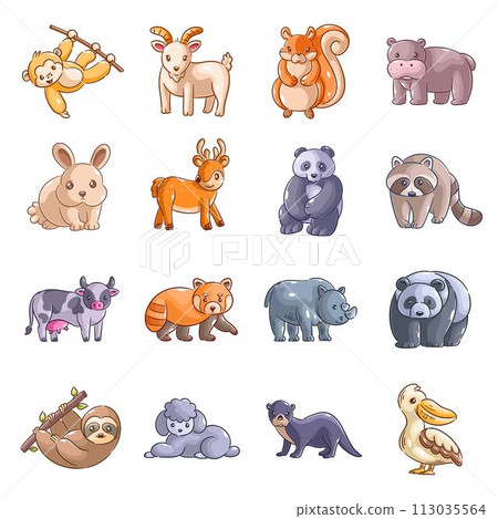 A pack of cute animal images, hand drawn style set 113035564