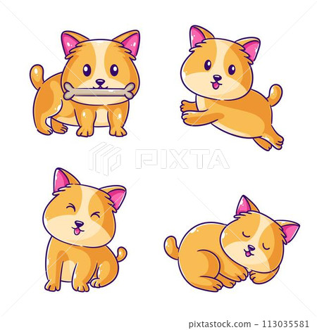 Hand drawn stylish cute dog design set Hand drawn stylish cute dog design set 113035581