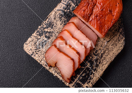 Delicious smoked meat chicken breast with salt, spices and herbs Delicious smoked meat chicken breast with salt, spices and herbs 113035632