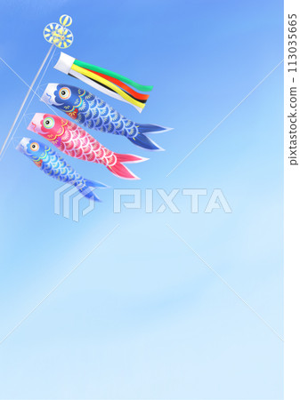 Simple carp streamer in watercolor style 113035665