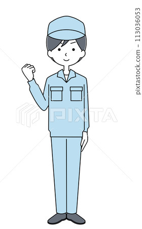 Guts pose illustration of a woman in work clothes Guts pose illustration of a woman in work clothes 113036053