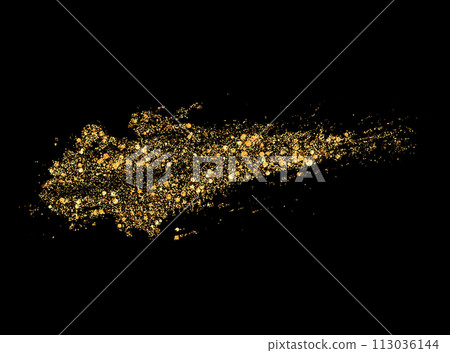 Gold colored particles,abstract shape element for design. Gold glitters. 113036144