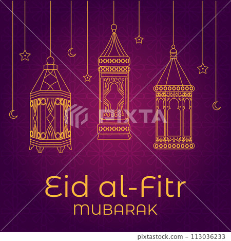 Vector Eid al-Fitr, Ramadhan decoration, Islamic background decorative greeting card 113036233