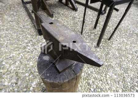 Detail of old tool for forging iron 113036573