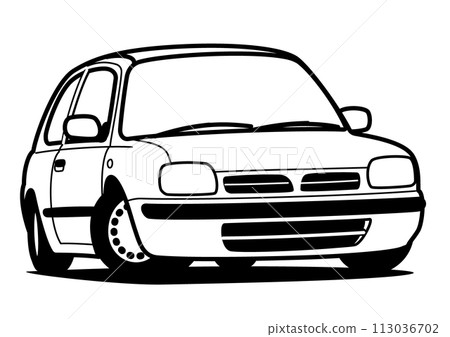 懷舊家用緊湊型車著色書汽車插圖 113036702