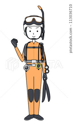 Guts pose firefighter female (water rescue team) 113036710