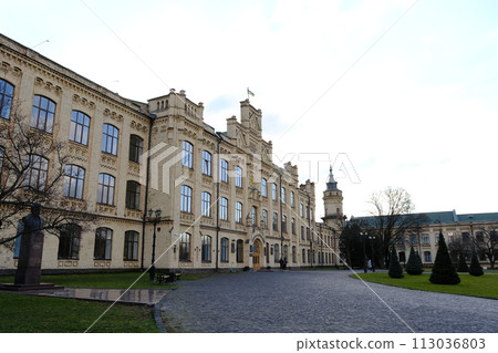 Kyiv, Ukraine - March 14, 2024. Park of National Technical University of Igor Sikorsky Polytechnic Institute in Kyiv, Ukraine Kyiv, Ukraine - March 14, 2024. Park of National Technical University of Igor Sikorsky Polytechnic Institute in Kyiv, Ukraine 113036803