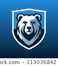 Stylized blue bear within a shield 113036842