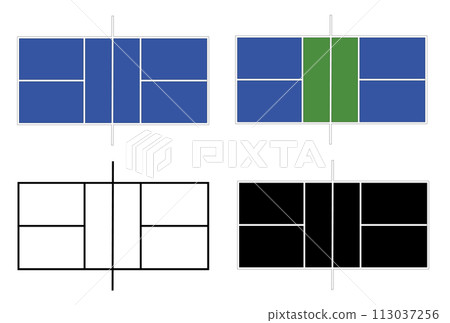 Pickleball Court icon. Top view of the pickleball court in exact proportions sign. Pickleball field symbol. flat style. 113037256