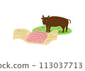 大理石紋和牛的插圖 113037713