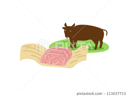 大理石紋和牛的插圖 大理石紋和牛的插圖 113037713