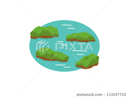 Illustration of islands floating in the sea 113037720