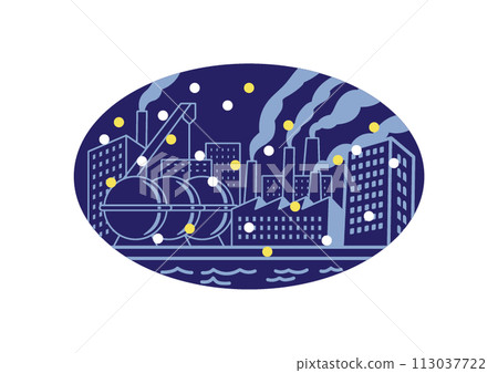 Illustration of a factory night view 113037722