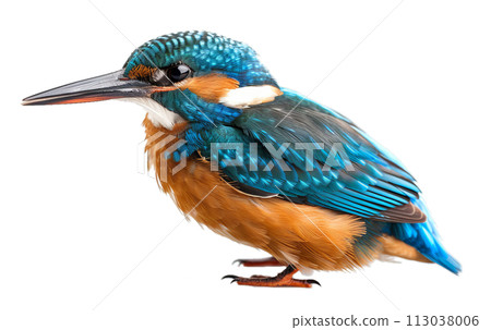 Kingfisher Bird Isolated on White Background 113038006