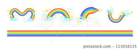 Rainbow Different Shape with Fluffy Cloud Vector Set Rainbow Different Shape with Fluffy Cloud Vector Set 113038135