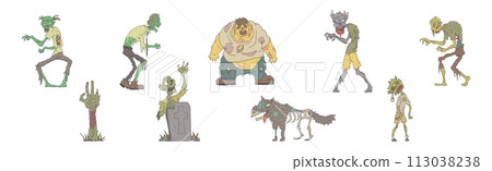 Comic Zombie Monster and Halloween Beast Vector Set Comic Zombie Monster and Halloween Beast Vector Set 113038238