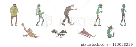 Comic Zombie Monster and Halloween Beast Vector Set Comic Zombie Monster and Halloween Beast Vector Set 113038239