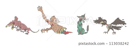 Comic Zombie Monster and Halloween Beast Vector Set Comic Zombie Monster and Halloween Beast Vector Set 113038242