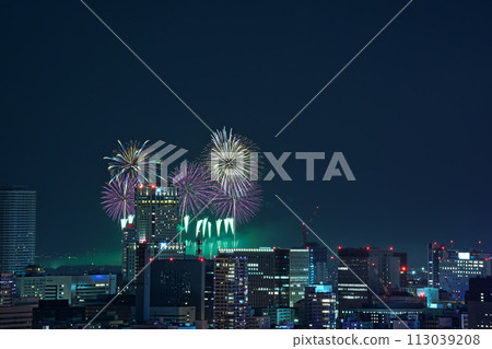 Distant view of Moerenuma Art Fireworks Distant view of Moerenuma Art Fireworks 113039208