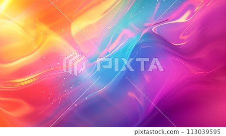 Vibrant neon 3D-shaped fluid waves on a gradient background. Futuristic holographic abstract concept with radiant fluid liquid glass for desktop wallpaper. Glowing lively dynamic background. Vibrant neon 3D-shaped fluid waves on a gradient background. Futuristic holographic abstract concept with radiant fluid liquid glass for desktop wallpaper. Glowing lively dynamic background. 113039595