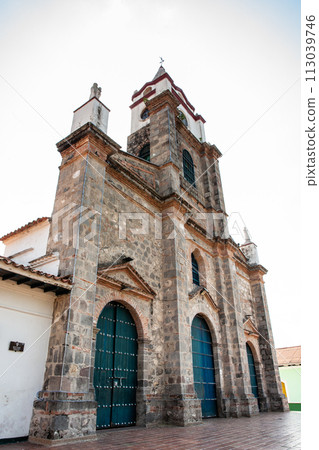 Historical Cathedral of Our Lady of the Rosary built in the 17th century in the heritage town of Honda located at the department of Tolima in Colombia 113039746