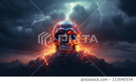 fire, flame, skull 113040554