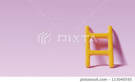 3D ladder on empty pink wall background with realistic shadow minimal three dimensional banner 113040593