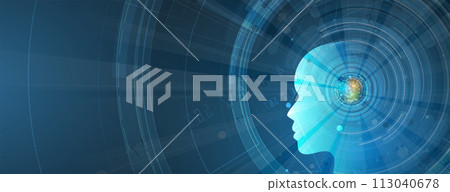 Abstract Artificial intelligence. Cloud computing. Machine learning. Technology web background. Virtual concept futuristic background 113040678