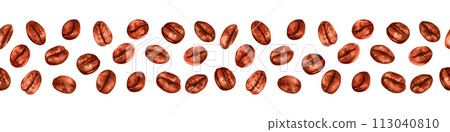 Seamless border of coffee beans. The aroma of...-插圖素材 [113040810] - PIXTA圖庫