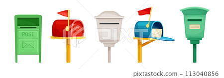Post Box or Mailbox for Letter Sending Vector Set Post Box or Mailbox for Letter Sending Vector Set 113040856
