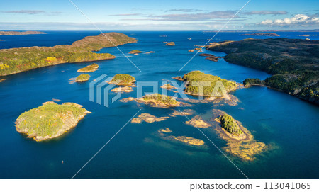 Rocky Shore on East Coast of Atlantic Ocean. Aerial Nature Background. Rocky Shore on East Coast of Atlantic Ocean. Aerial Nature Background. 113041065