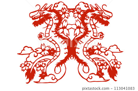 Japanese style illustration of red dragon 113041083