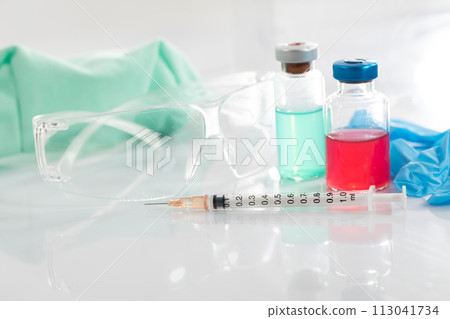 Transparent safety glasses are a must in every medical laboratory. Transparent safety glasses are a must in every medical laboratory. 113041734