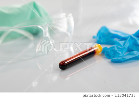 Transparent safety glasses are a must in every medical laboratory. Transparent safety glasses are a must in every medical laboratory. 113041735