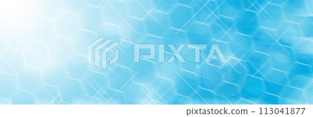Blue photographic background with a side effect and sun rays in a panoramic frame with geometric figures. Modern honeycomb geometry style. A flash of stars. Blue photographic background with a side effect and sun rays in a panoramic frame with geometric figures. Modern honeycomb geometry style. A flash of stars. 113041877