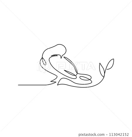 Pigeon one continuous line drawing. Cute decoration hand drawn elements. Vector illustration of minimalistic style on a white background. 113042152