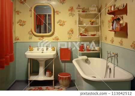 Old retro bathroom interior 113042512