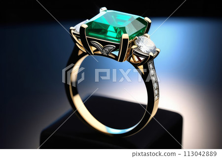 Three carat emerald with diamonds 113042889
