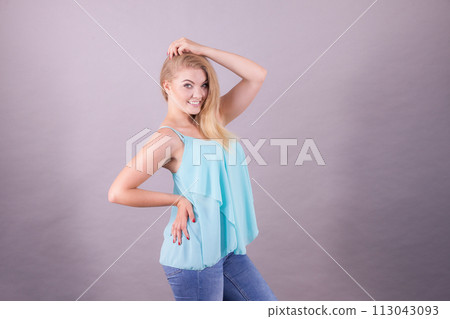 Happy positive fashionable teen woman 113043093