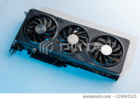 modern powerful gaming graphics card for a computer with three fans 113043125