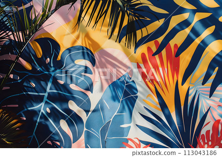 Close Up of Tropical Print Fabric 113043186