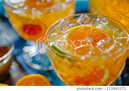 Refreshing Drink in Glass on Table Refreshing Drink in Glass on Table 113043271